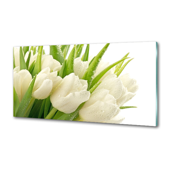 Panel de pared de cocina tulipanes blancos