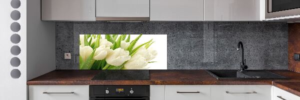 Panel de pared de cocina tulipanes blancos