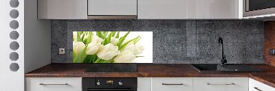 Panel de pared de cocina tulipanes blancos