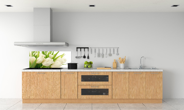 Panel de pared de cocina tulipanes blancos