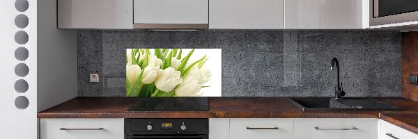 Panel de pared de cocina tulipanes blancos