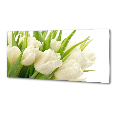 Panel de pared de cocina tulipanes blancos