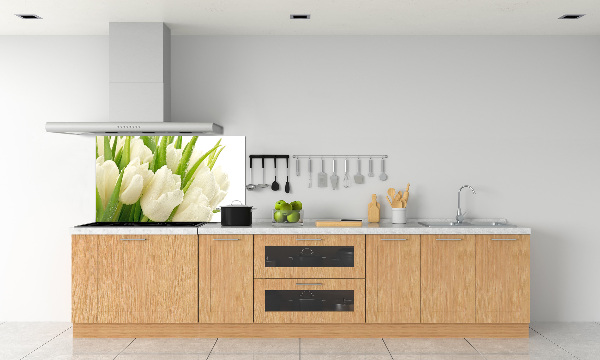 Panel de pared de cocina tulipanes blancos