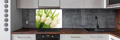 Panel de pared de cocina tulipanes blancos