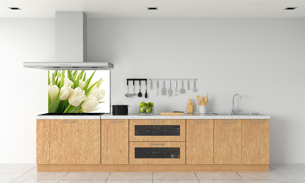 Panel de pared de cocina tulipanes blancos