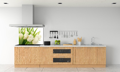 Panel de pared de cocina tulipanes blancos