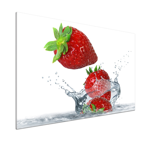 Panel de pared de cocina Fresas y agua