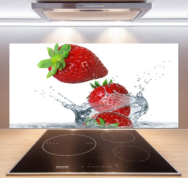 Panel de pared de cocina Fresas y agua