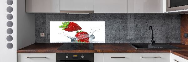 Panel de pared de cocina Fresas y agua