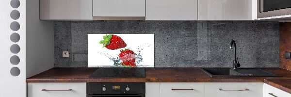 Panel de pared de cocina Fresas y agua