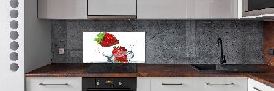 Panel de pared de cocina Fresas y agua