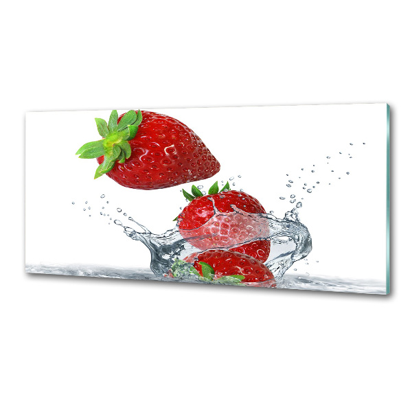 Panel de pared de cocina Fresas y agua