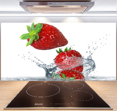 Panel de pared de cocina Fresas y agua