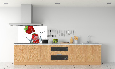 Panel de pared de cocina Fresas y agua