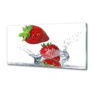 Panel de pared de cocina Fresas y agua