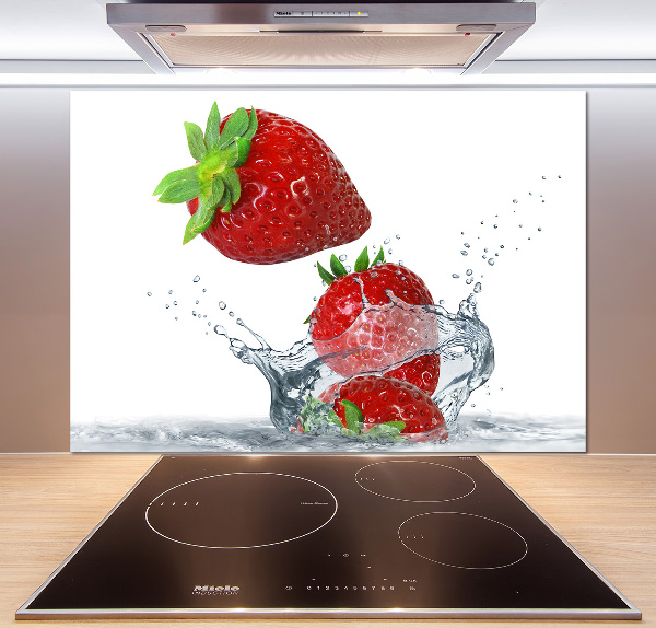 Panel de pared de cocina Fresas y agua