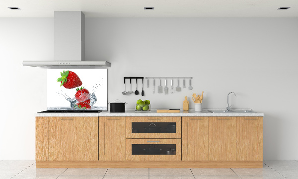 Panel de pared de cocina Fresas y agua