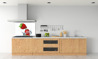 Panel de pared de cocina Fresas y agua