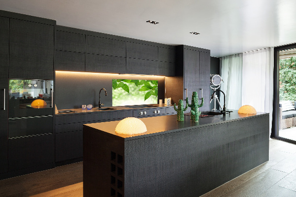 Panel de pared de cocina hojas verdes