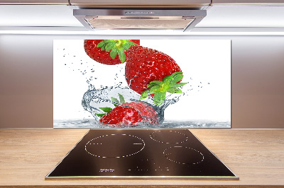 Panel de pared de cocina Fresas y agua
