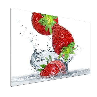 Panel de pared de cocina Fresas y agua
