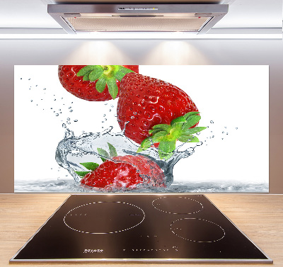 Panel de pared de cocina Fresas y agua