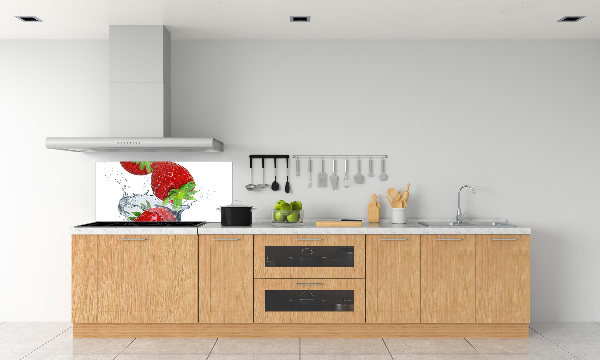 Panel de pared de cocina Fresas y agua