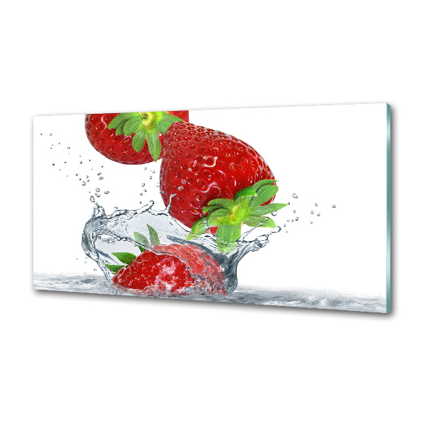 Panel de pared de cocina Fresas y agua