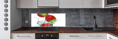 Panel de pared de cocina Fresas y agua