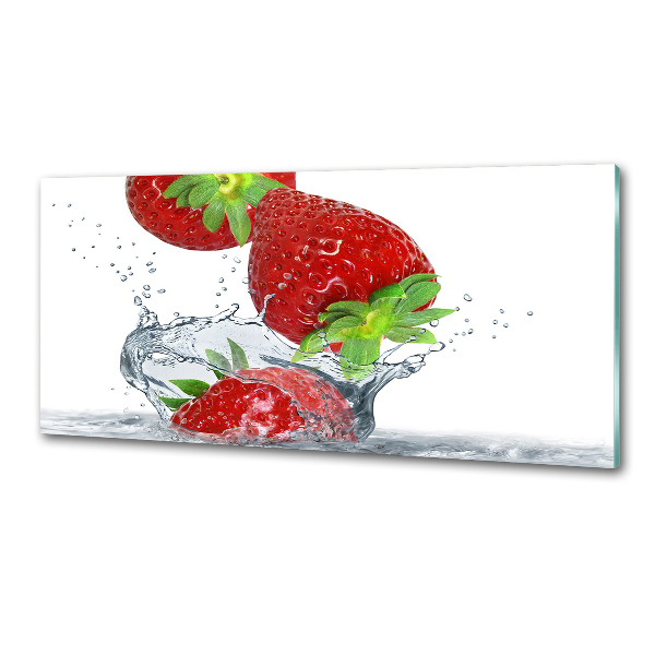 Panel de pared de cocina Fresas y agua