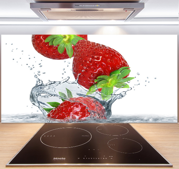 Panel de pared de cocina Fresas y agua