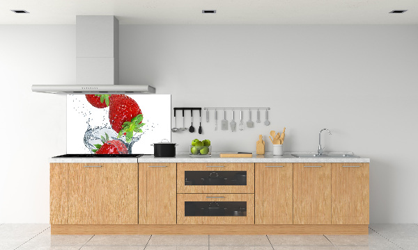 Panel de pared de cocina Fresas y agua