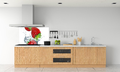 Panel de pared de cocina Fresas y agua