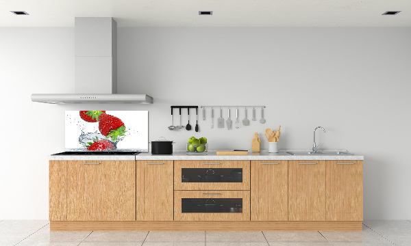 Panel de pared de cocina Fresas y agua