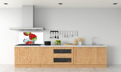 Panel de pared de cocina Fresas y agua