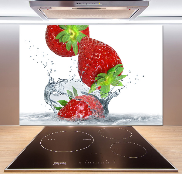 Panel de pared de cocina Fresas y agua