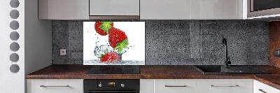 Panel de pared de cocina Fresas y agua