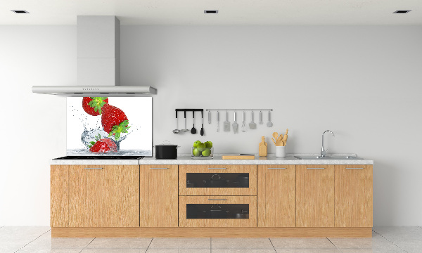 Panel de pared de cocina Fresas y agua