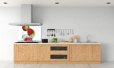 Panel de pared de cocina Fresas y agua