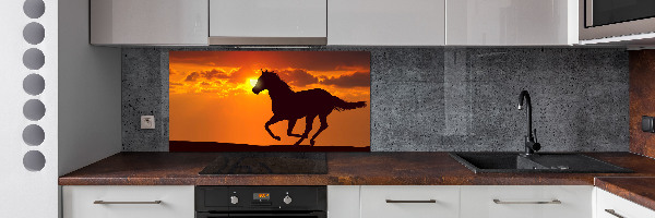 Panel para cocina Atardecer de caballos