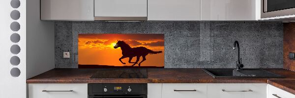 Panel para cocina Atardecer de caballos