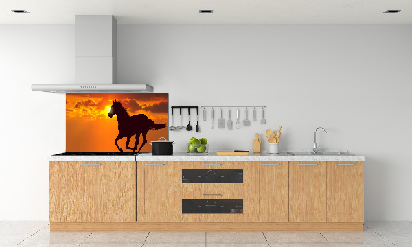 Panel para cocina Atardecer de caballos