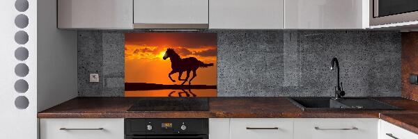 Panel para cocina Atardecer de caballos