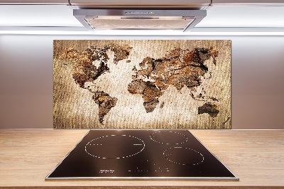 Salpicadero para cocina Mapa del mundo de madera