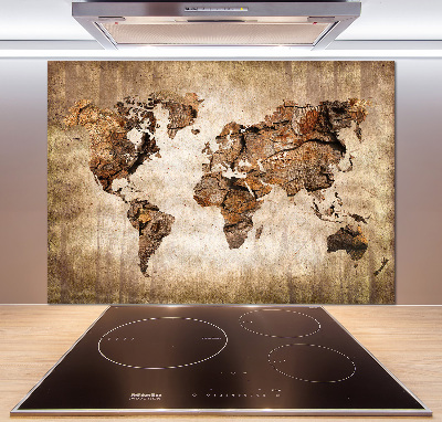 Salpicadero para cocina Mapa del mundo de madera