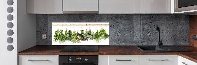 Panel antisalpicaduras Hierbas en una cuerda