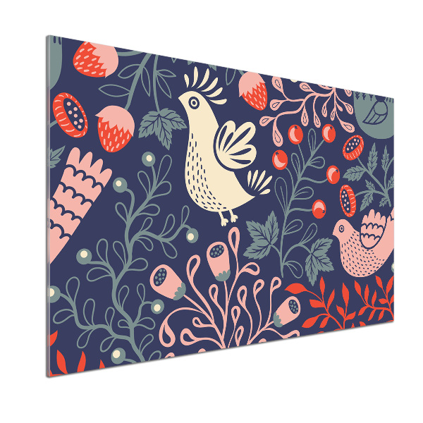 Panel do kuchni Kury sowa rośliny