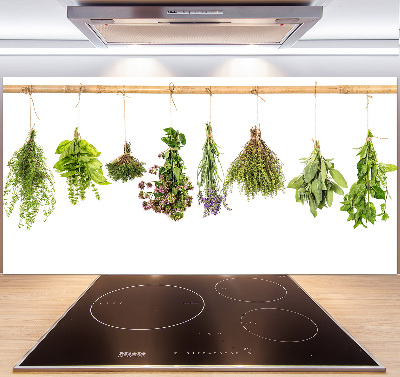 Salpicadero de cocina Hierbas en una cuerda