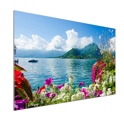 Salpicadero de cocina Flores junto al lago