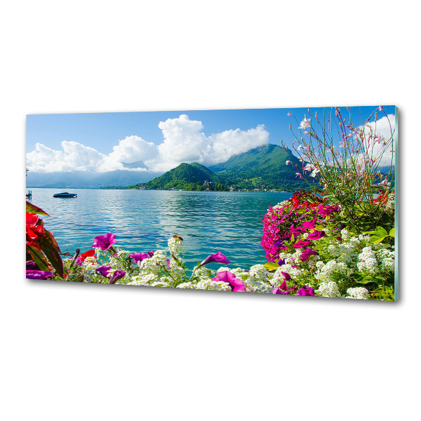 Salpicadero de cocina Flores junto al lago